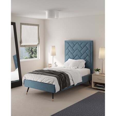 Manhattan Comfort Crosby Twin-Size Bed in Blue BD009-TW-BL